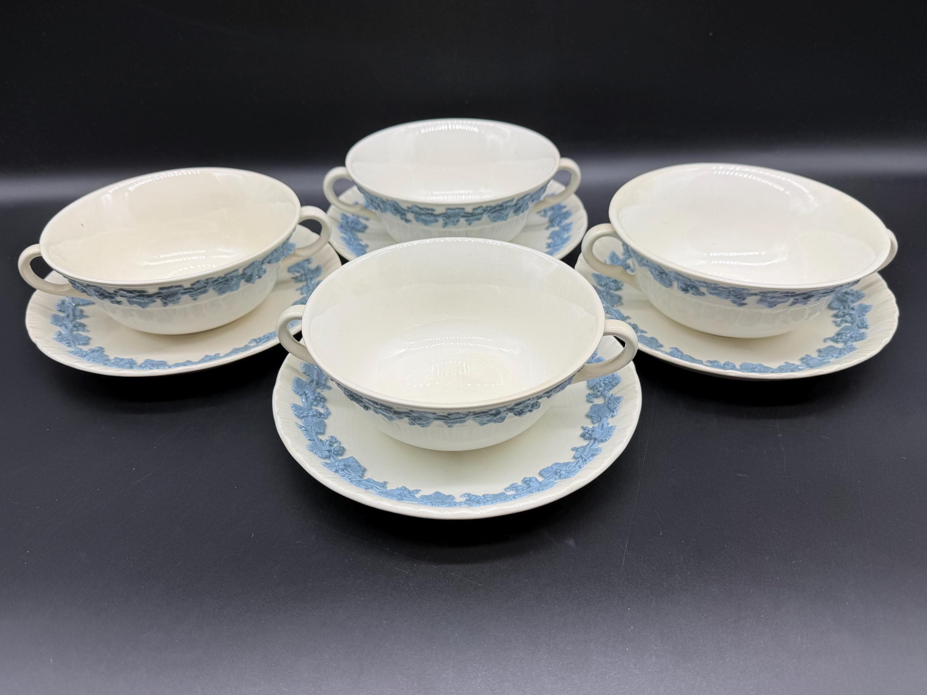 Wedgwood Embossed Etruria Barlaston Queensware Cream Soup Bowl