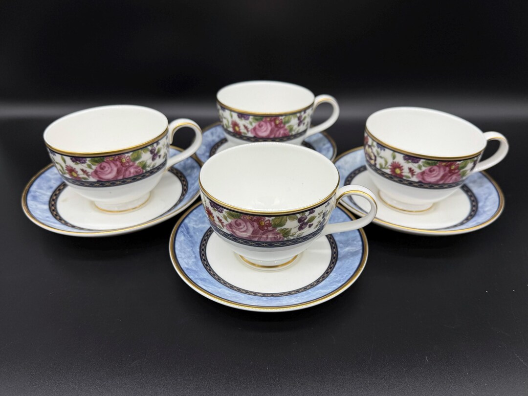 Royal Doulton Centennial Rose Tea Cup Saucer Sets(set of 4) Bone