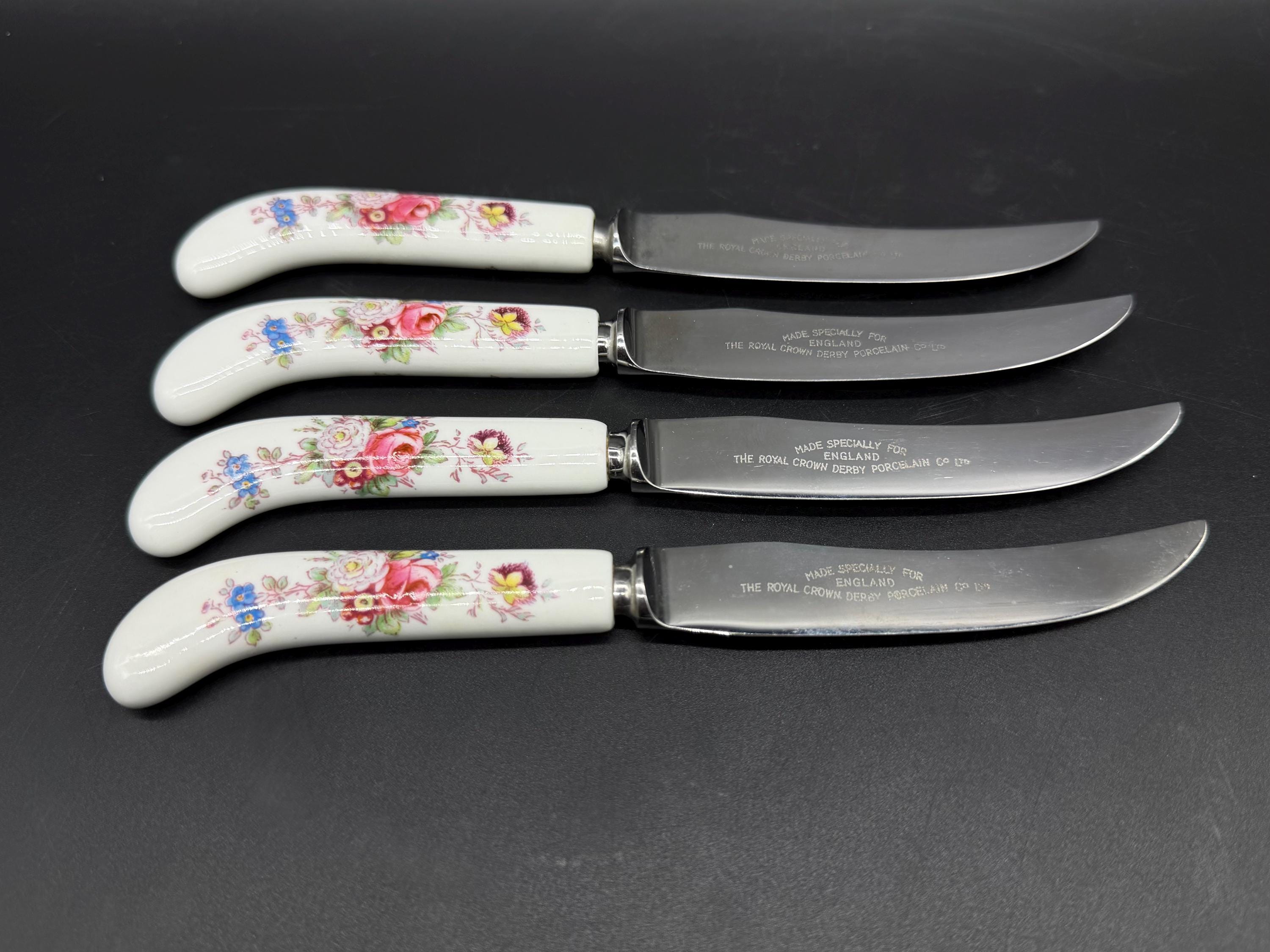  CROWN DERBY ロイヤルクラウンダービー　ブレッドナイフ Royal Crown Derby Posies Fruit Knives (set of 4) Bone China