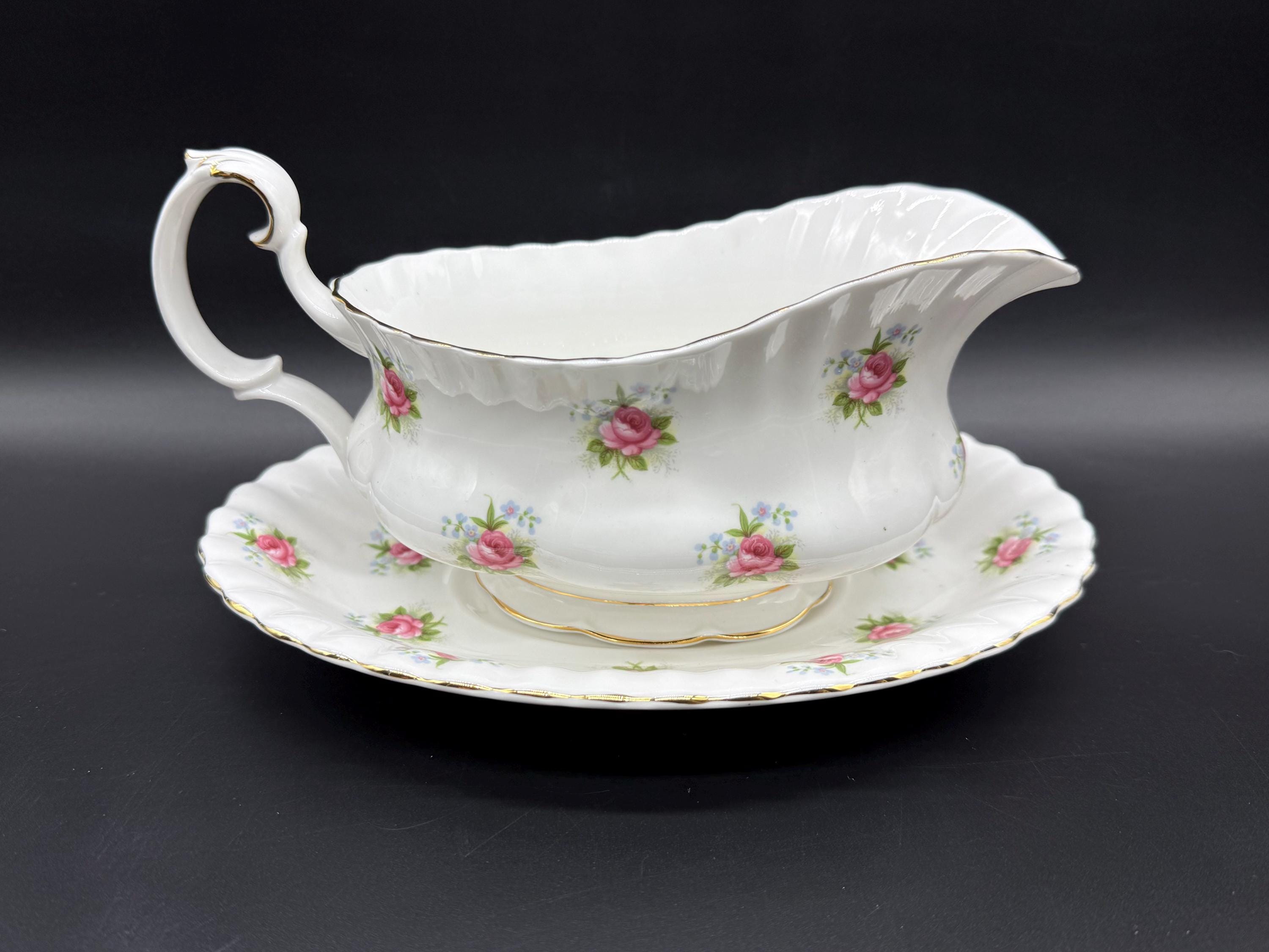 ロイヤルアルバート 忘れな草 ローズ グレービーボート ソーサーセット