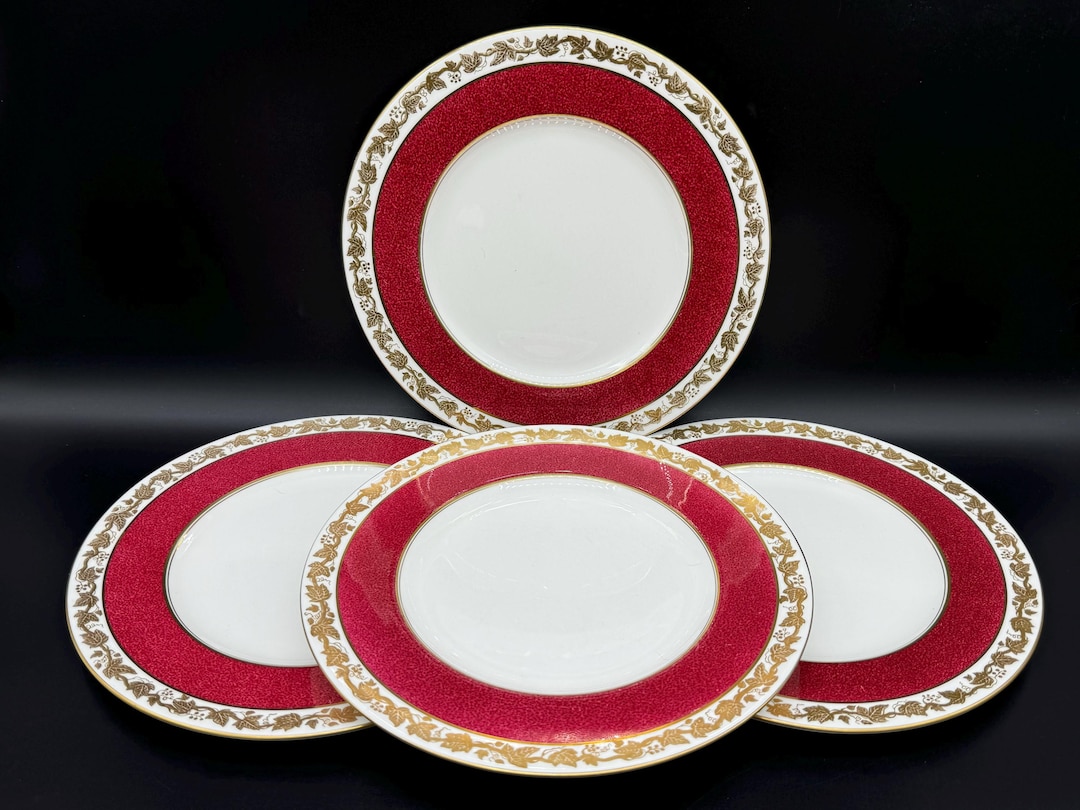 Ruby Plate Wedgwood W3994 Ruby Dinner Plates (set of 4) Bone China England - Etsy