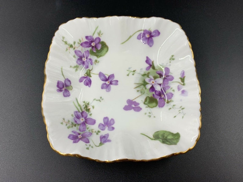 Hammersley Victorian Violet Square Sweet Candy Nut Dish Bone China England