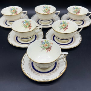 Royal Doulton Ascot Tea Cup Saucer Sets(Set of 6) Bone China England