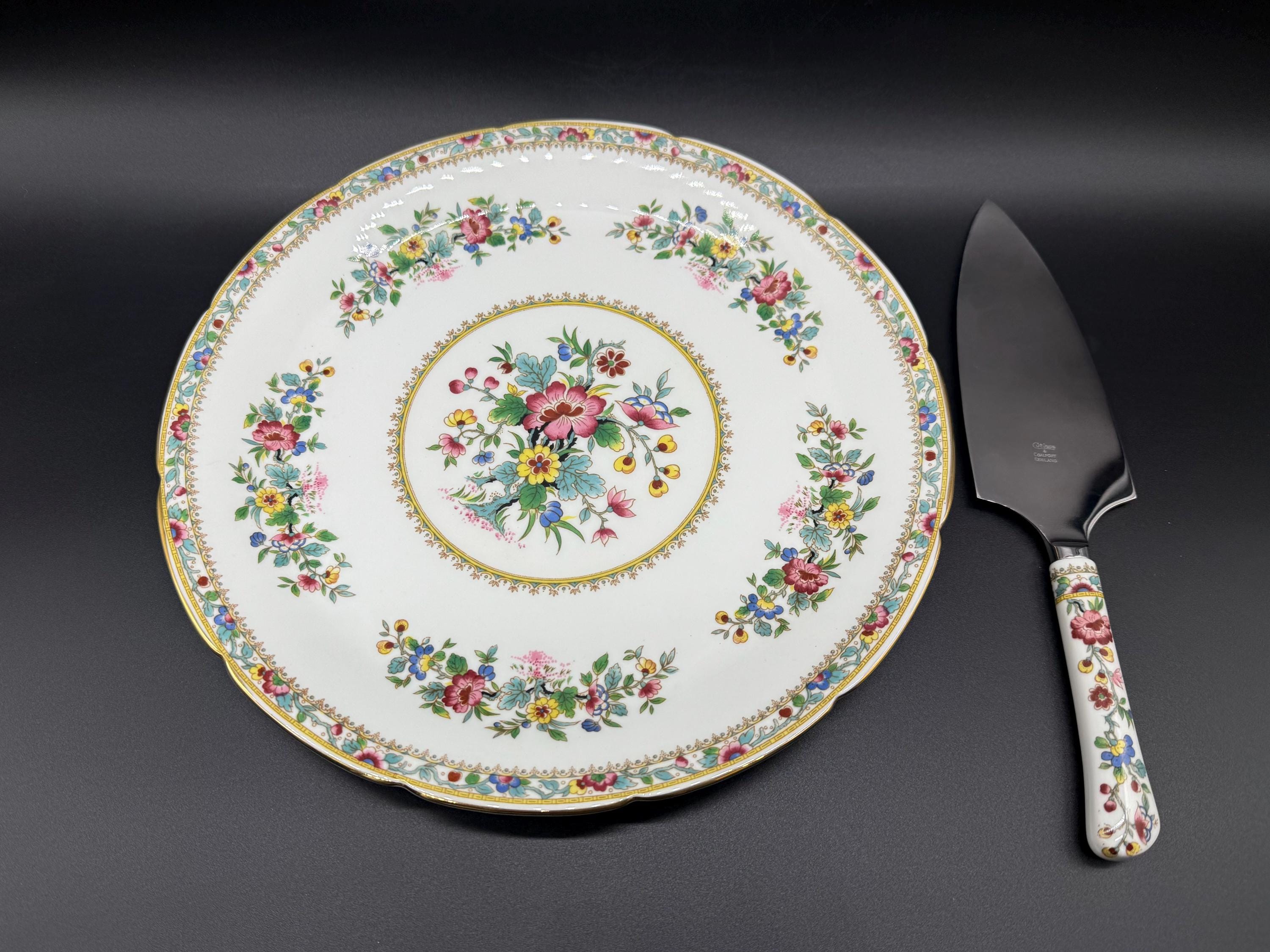 Coalport Ming Rose Cake Plate With Cake Serve Set Bone China