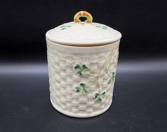 Belleek Shamrock Marmalade Jam Honey Jar Ireland