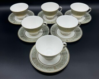 Royal Doulton English Renaissance Tea Cup Saucer Sets(6) Bone