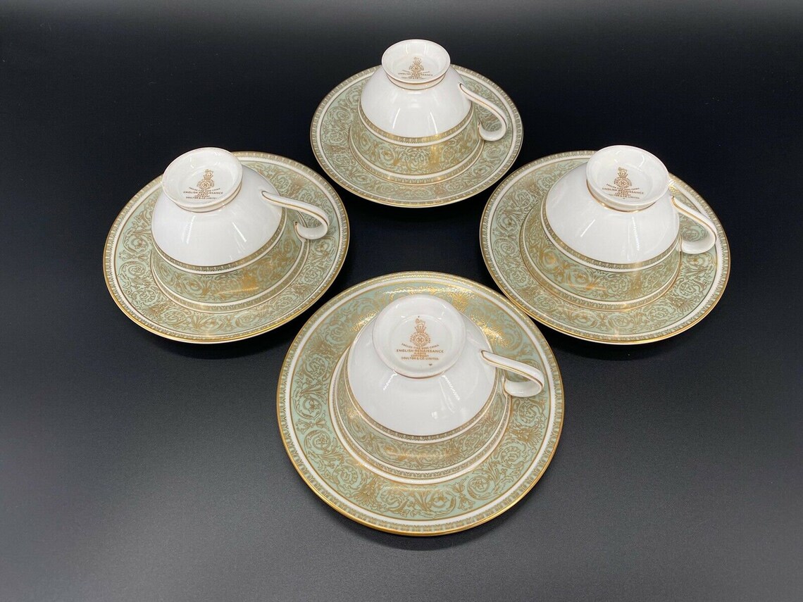 Royal Doulton English Renaissance Tea Cup Saucer Set X 4 Bone Etsy