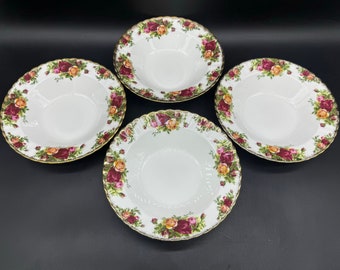 Royal Albert Old Country Roses Rimmed Soup Bowls(Set of 4) Bone China England