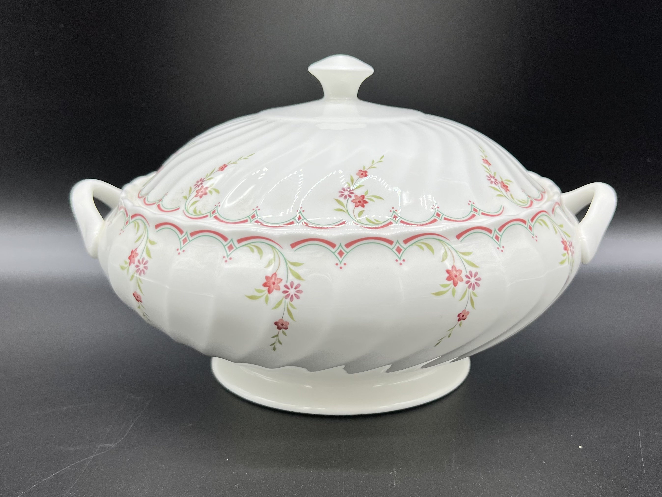 Wedgwood Pink Garland Covered Serving Bowl Bone China England - Etsy
