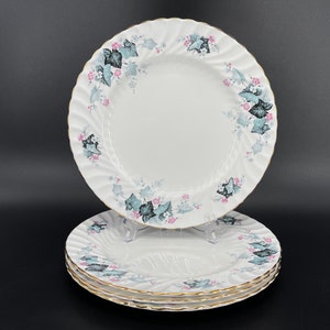 Aynsley Blue Leaf Dinner Plate x 4 Bone China England