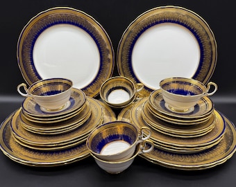 Aynsley 8069 Gold Leaf 5 Piece Place Setting X 4 Bone China