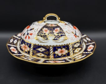 Fuente para magdalenas con tapa Royal Crown Derby Imari, de porcelana fina, Inglaterra.