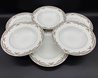 Royal Doulton Repton Rimmed Soup Bowls (Set of 6) Bone China England