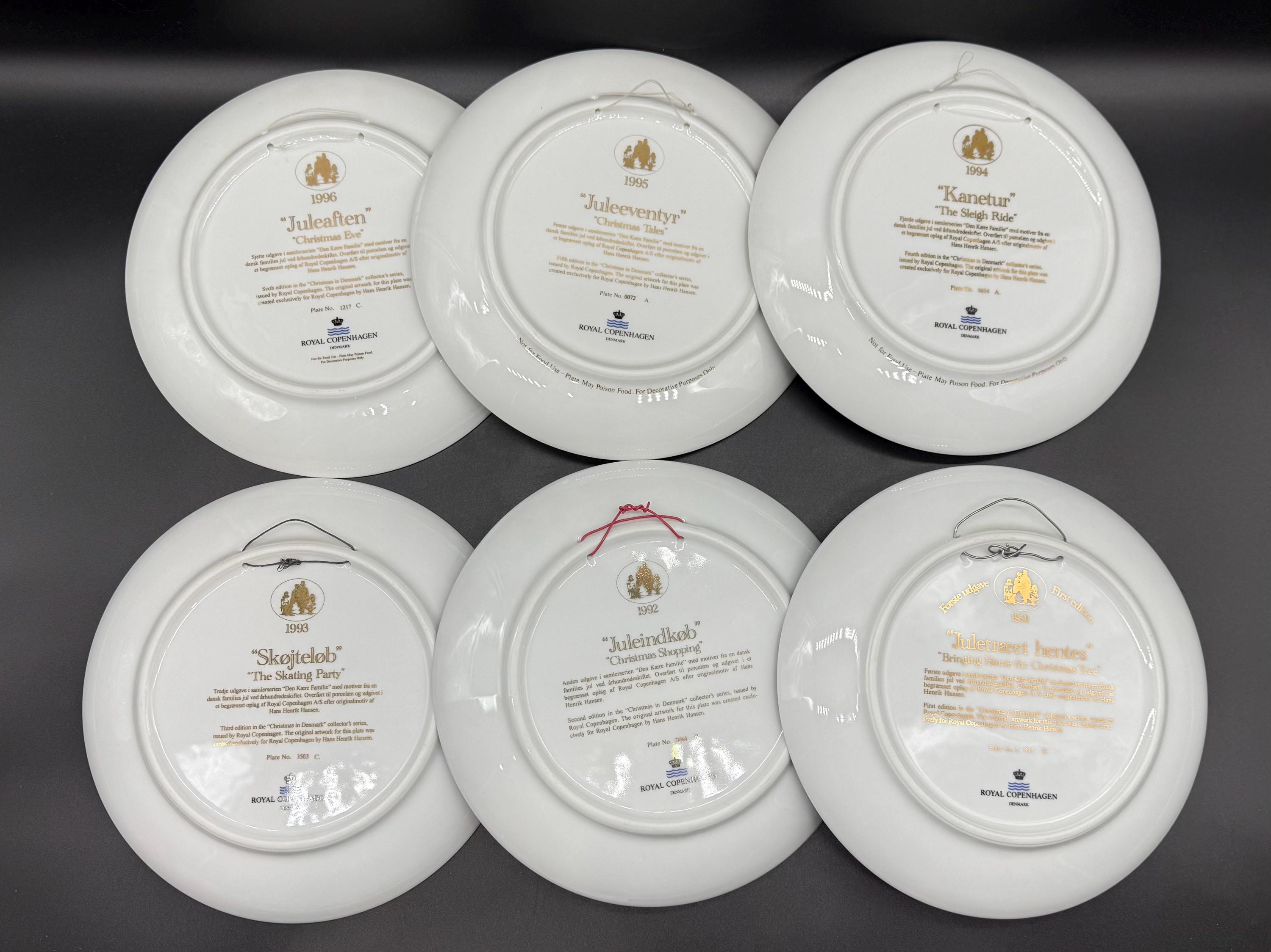 Royal Copenhagen Christmas Plates 1991-1996 Set of 6 Denmark - Etsy