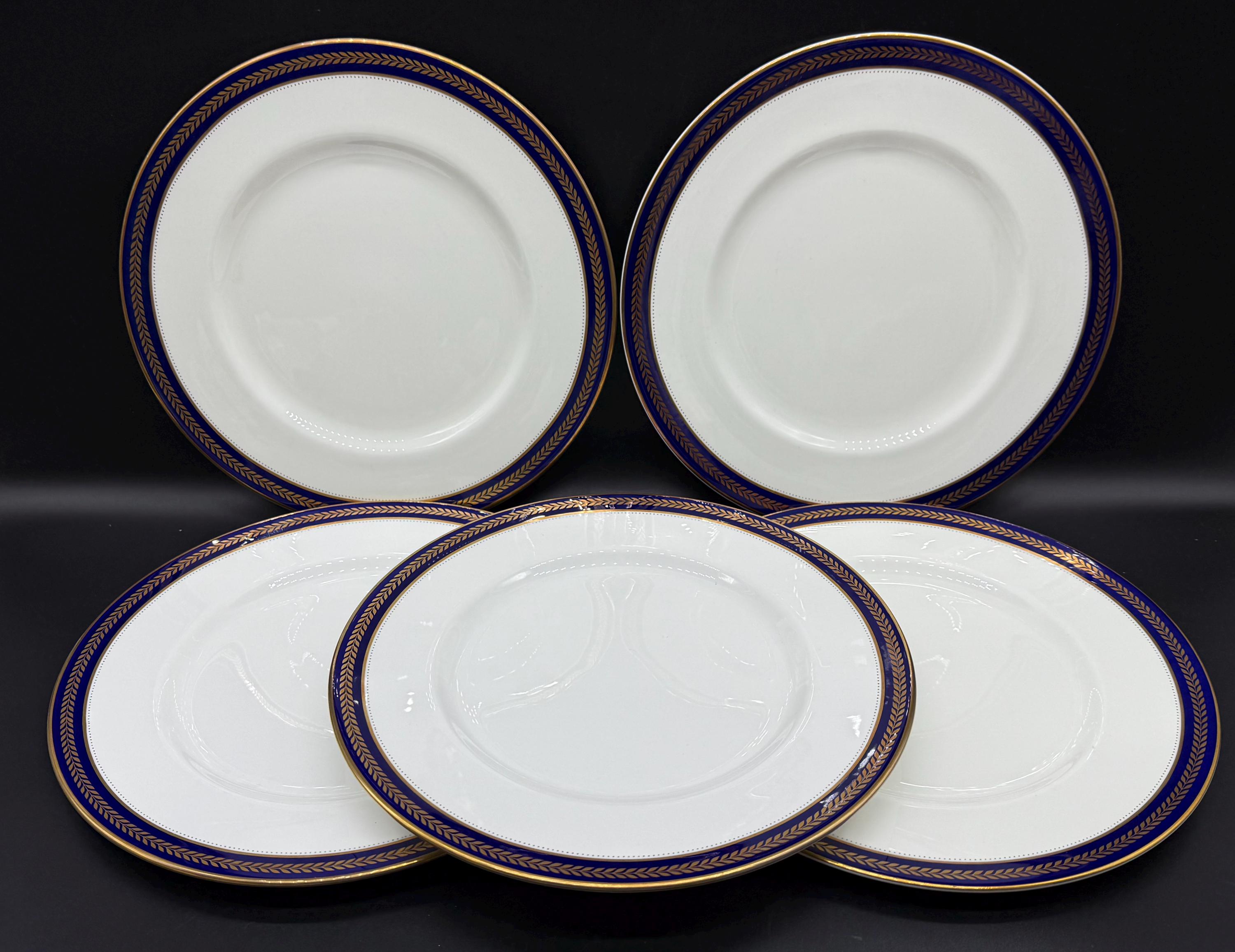 Coalport Blue Wheat Dinner Plates (set of 5) Bone China England