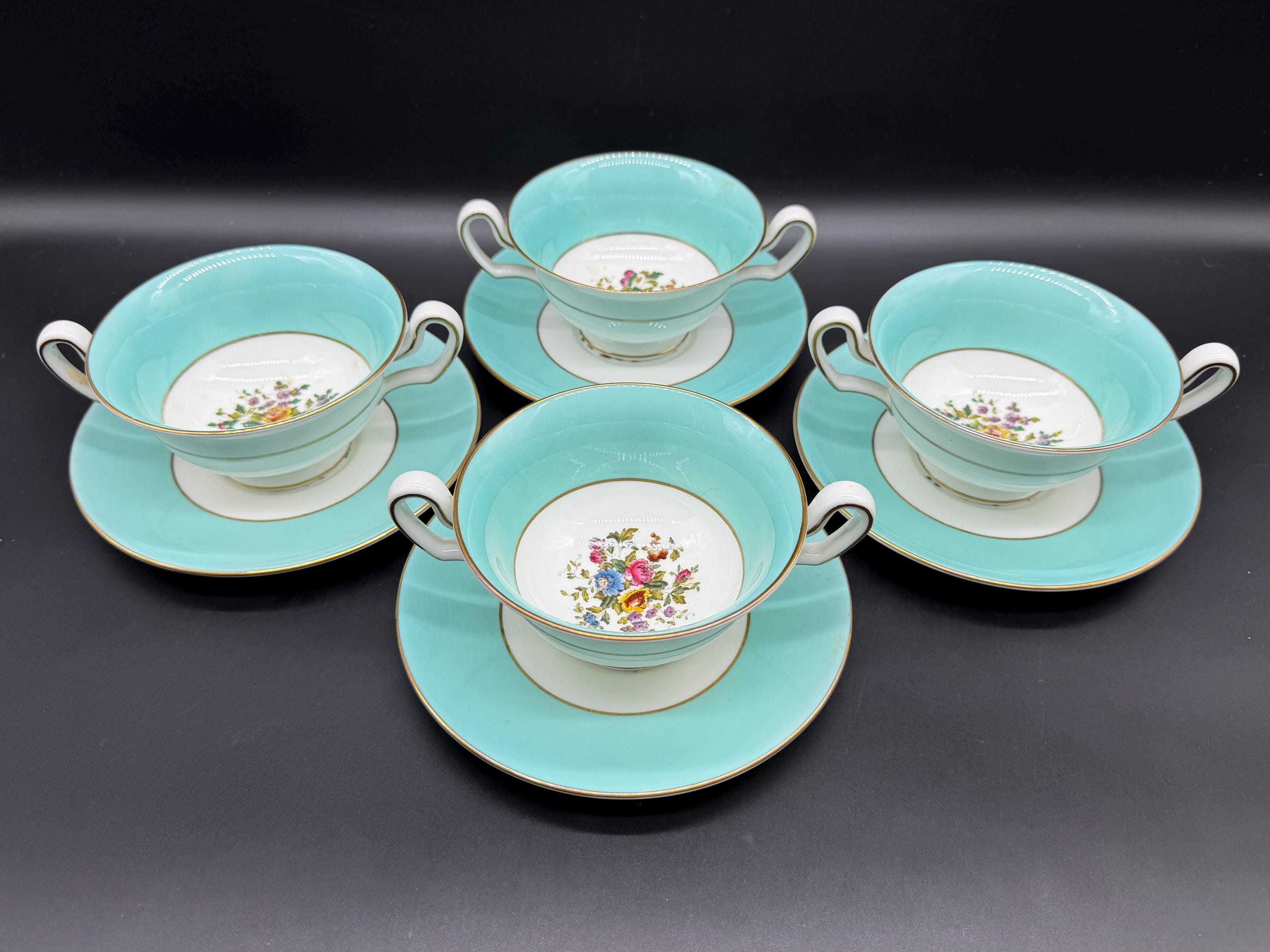 Wedgwood Rosemary Cream Soup Bowl Saucer Sets (set of 4) Bone