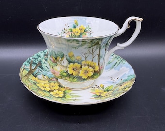 Royal Albert Country Scenes Primrose Hill Zestaw filiżanek i spodków do herbaty Bone China Anglia
