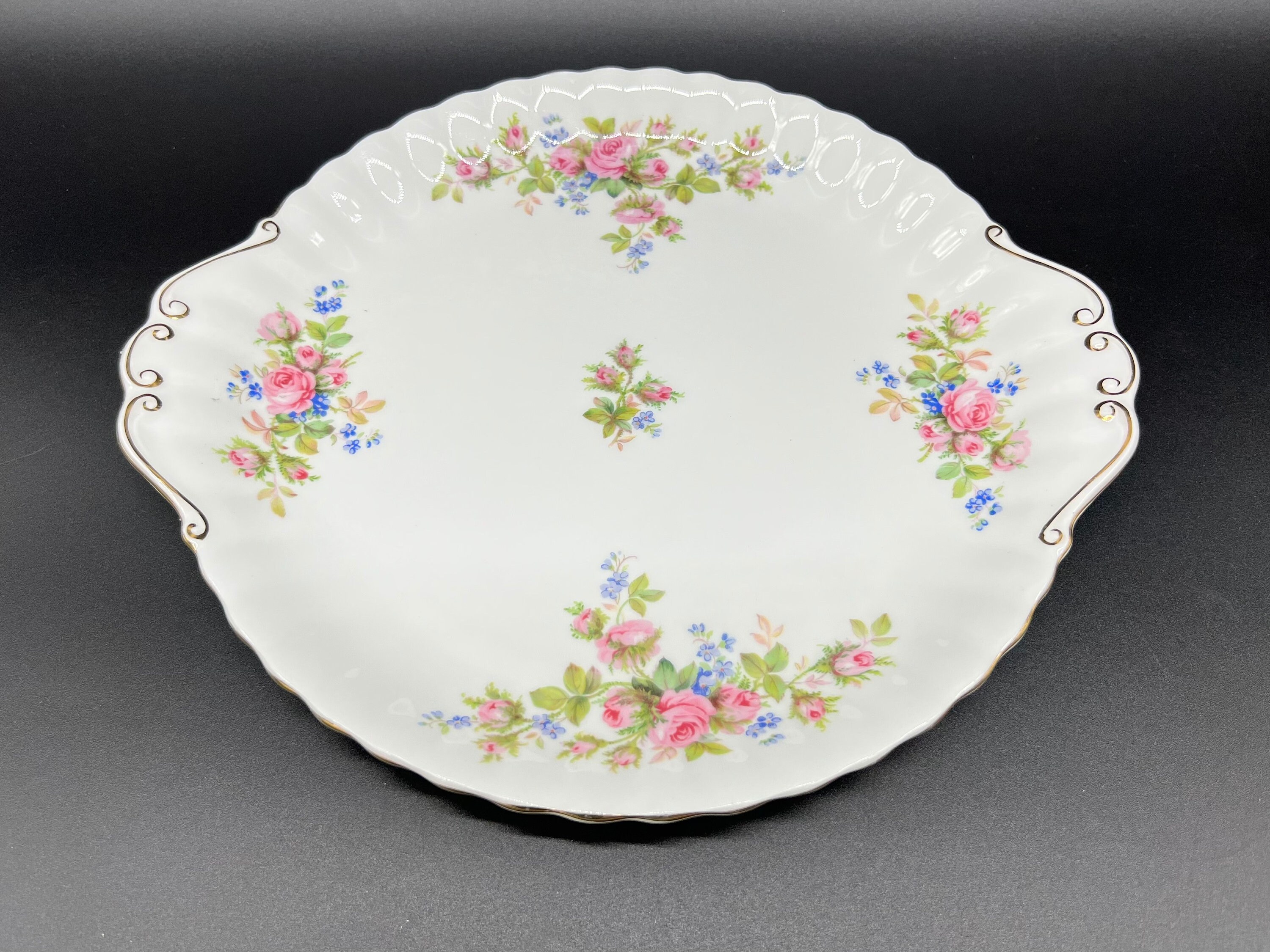 Royal Albert Moss Rose Cake Plate Bone China England - Etsy