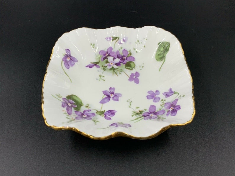 Hammersley Victorian Violet Square Sweet Candy Nut Dish Bone China England