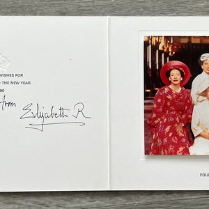 1990 Queen Elizabeth the Queen Mother Signierte Weihnachtskarte