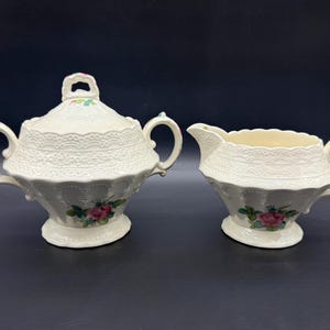 Spode Billingsley Rose Kleine Milchkännchen Zuckerdose Set England