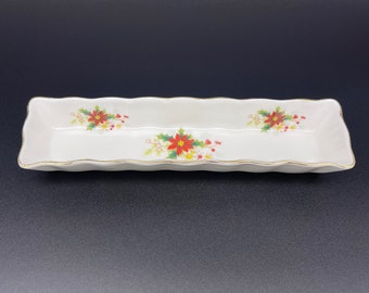 Royal Albert Poinsettia Long Rectangle Sweet Serving Dish Bone China England