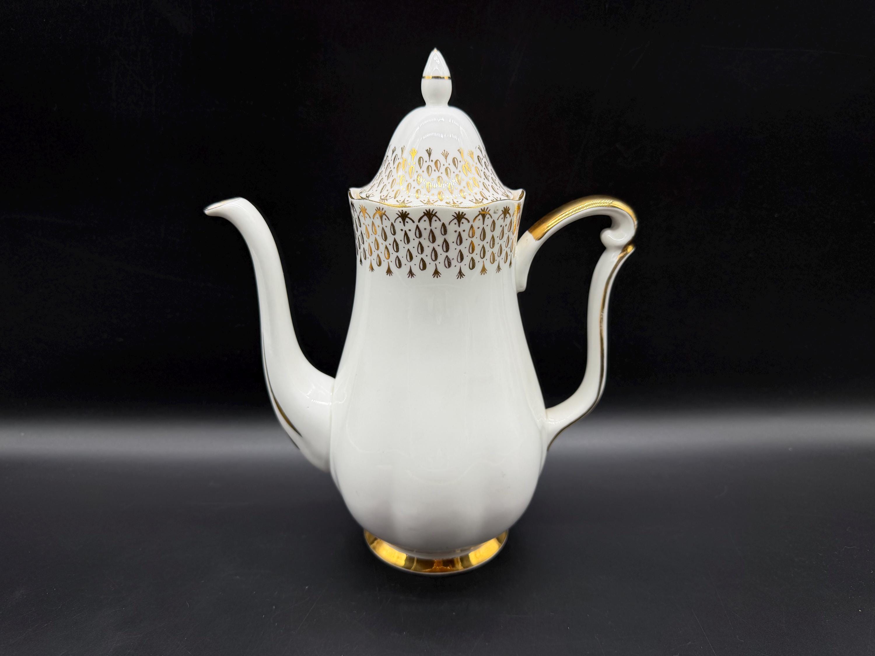 Queen Anne Gold Lace Coffee Pot Bone China England - Etsy