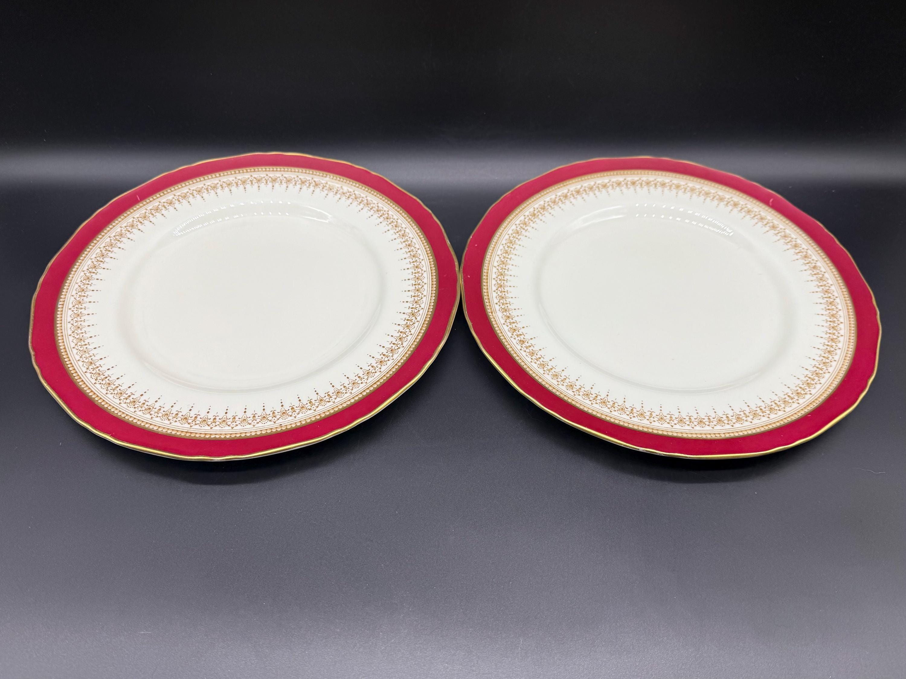 Royal Worcester Regency Red Dinner Plates (set of 2) Bone China