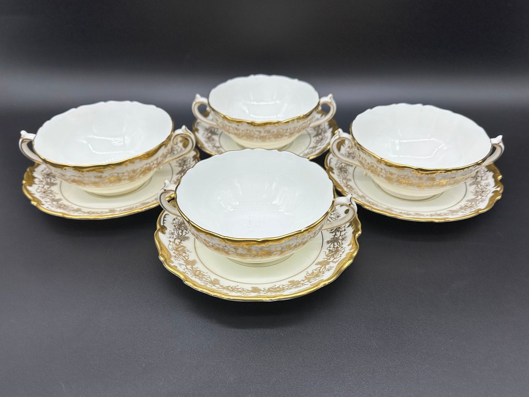 Coalport Hazelton Cream Soup Bowl Saucer Setsset of 4 Bone China England Etsy