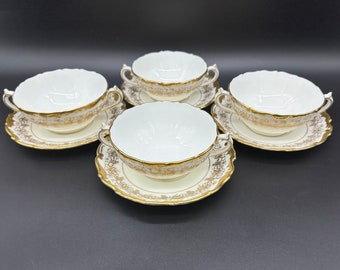 Coalport Hazelton Cream Soup Bowl Saucer Sets(Set of 4) Bone China England