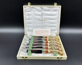 Royal Crown Derby Old Imari Butter Knives Set with Case(6) Bone China England