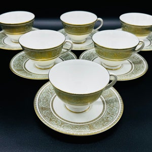 Royal Doulton English Renaissance Tea Cup Saucer Sets(6) Bone China England