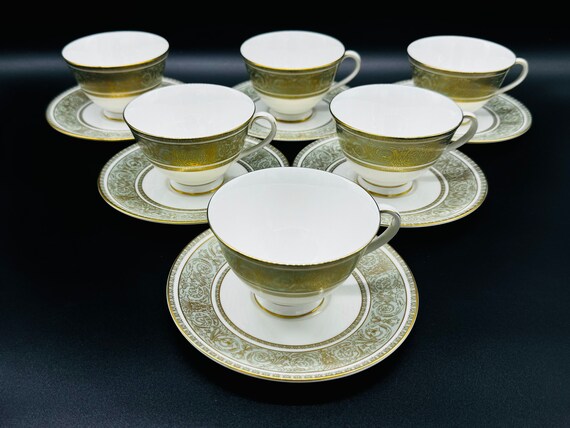 Royal Doulton English Renaissance Tea Cup Saucer Sets(6) Bone