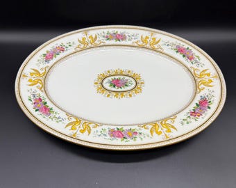 Wedgwood Columbia 15" Oval Serving Platter Bone China England Gold Trim