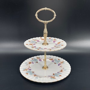 Royal Albert Lorraine Zwei-Stufen-Kuchen Stand Knochen China England
