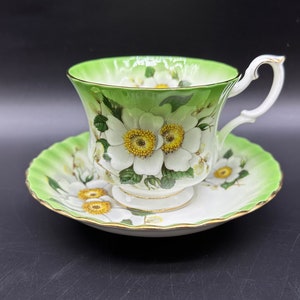 Royal Albert Radiance Series Green Dogwood Tea Cup Set Bone China England