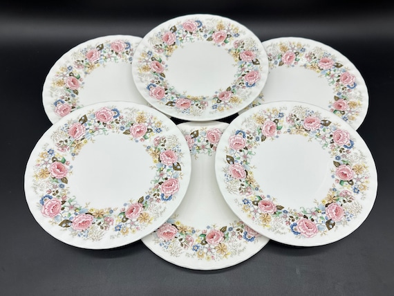 Minton Rose Garland Salad Plates(set of 6) Bone China England