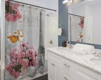 Paris Shower Curtain Paris Shower Curtain, Paris Themed Shower Curtain Hooks