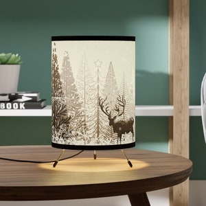 accent tripod winter lamp lighting US/CA plug Christmas decor Christmas lighting Tripod Lamp with High-Res Printed Shade