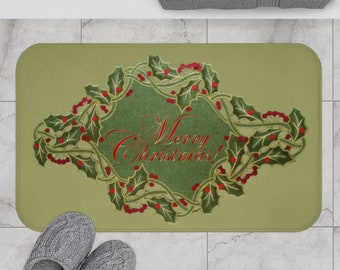 Tapis de bain, tapis de bain de Noël, tapis de bain d’hiver, tapis de bain Joyeux Noël, tapis de bain de Noël rétro, tapis de bain de Noël de style vintage