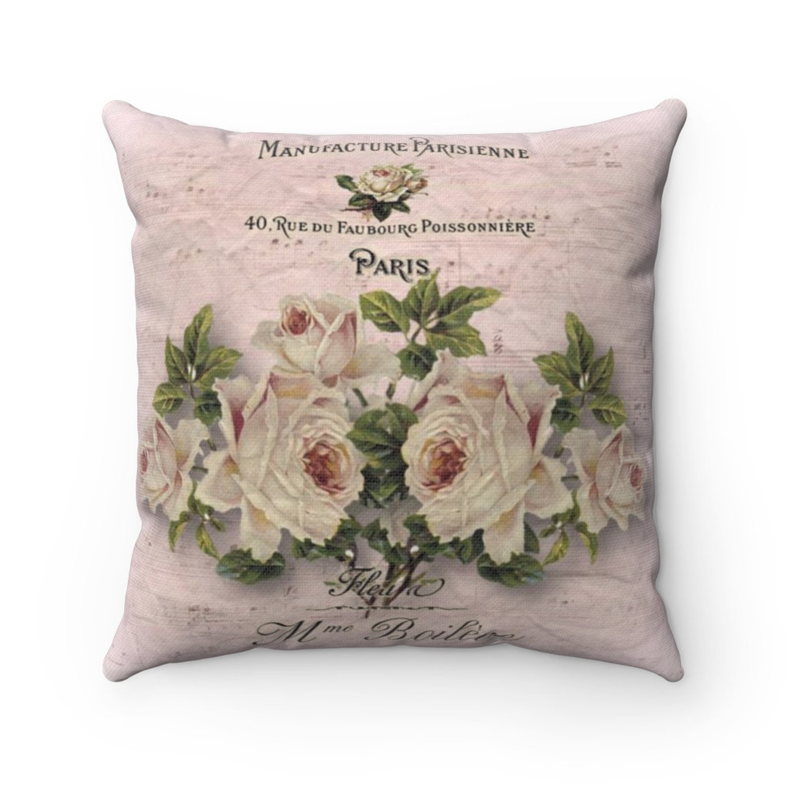 Decorative Pillowcase Roses Shabby Chic Throw Pillow French Etsy
