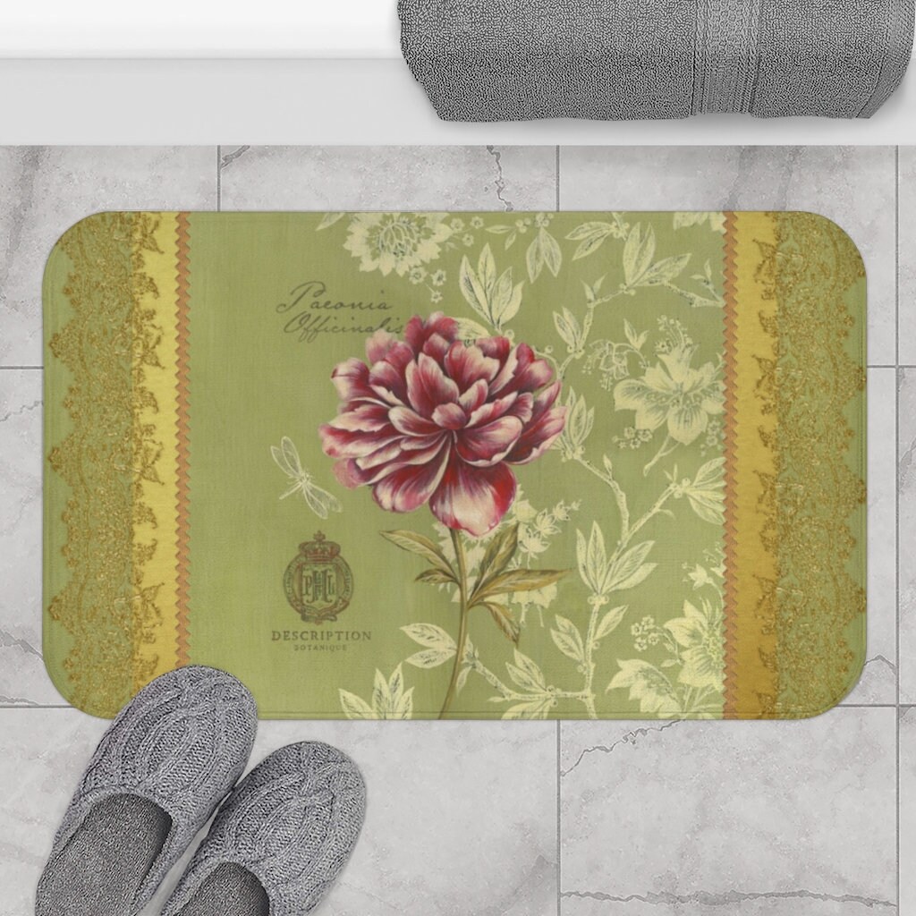 Bath Mat shabby chic peony Bath Mat French Bath Mat floral Etsy