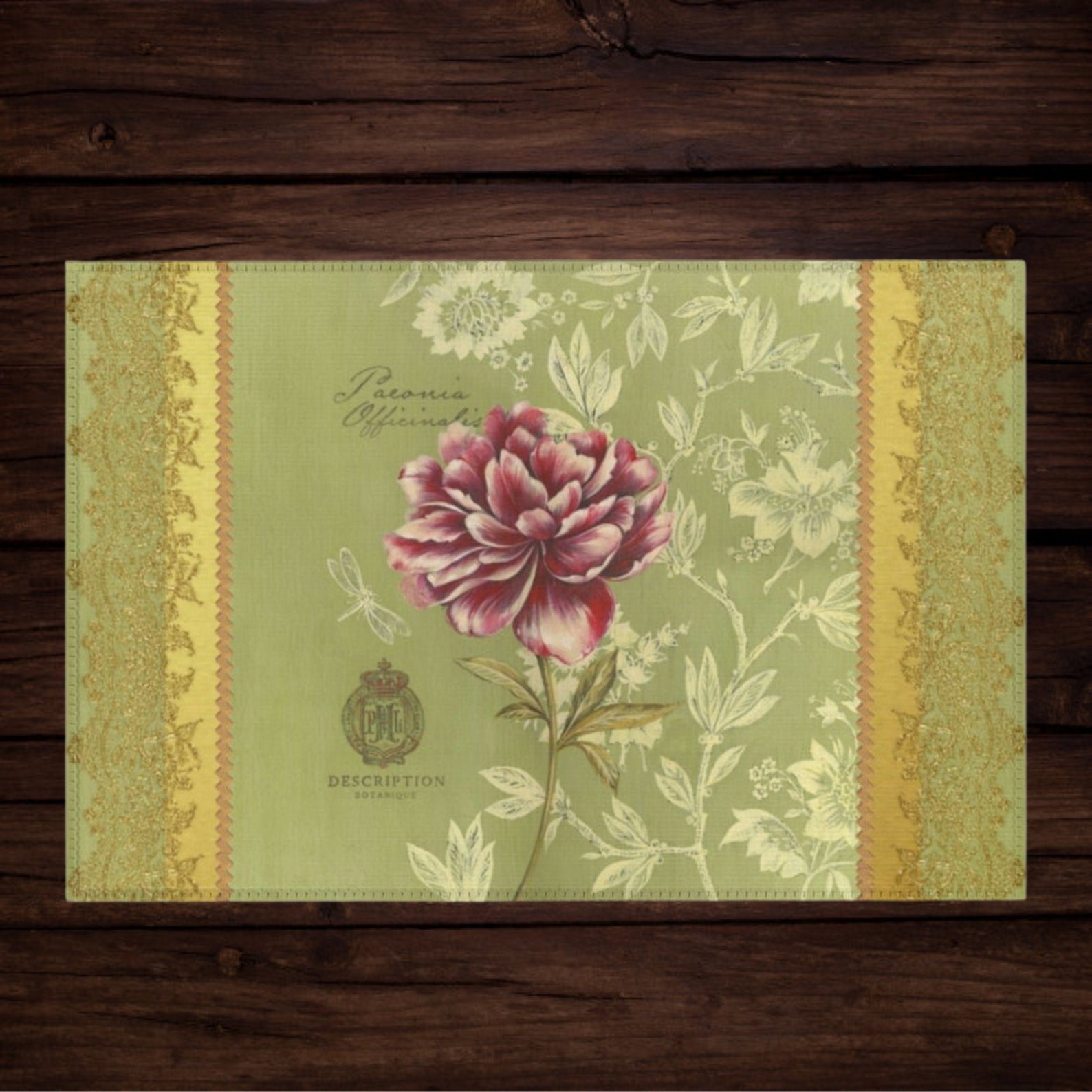 ChintanaPrints Shabby Chic Peony Flowers Vintage French Metal Sign Wall Plaque