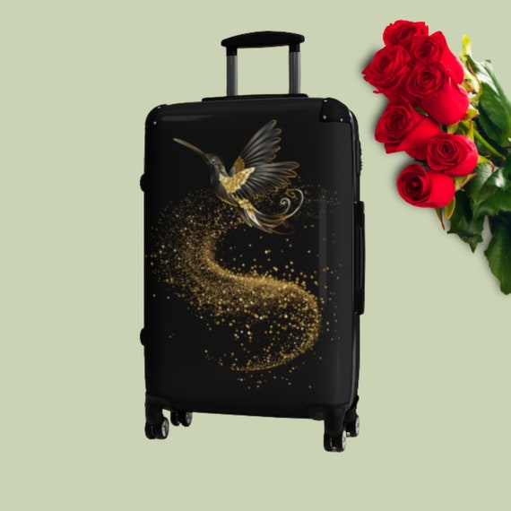 Suitcases Suitcas Gold Glitter Suitcase Glamorous Etsy