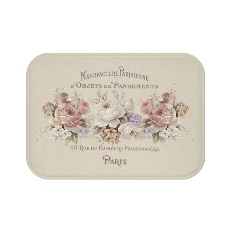 Bath Mat Shabby Chic Bath Mat Bath Mat With Rose Shabby Etsy