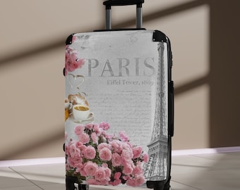 Suitcases,  french Suitcase, floral Suitcase , Eiffel Tower  Suitcase, Suitcase Cabin Luggage, stylish french Suitcase
