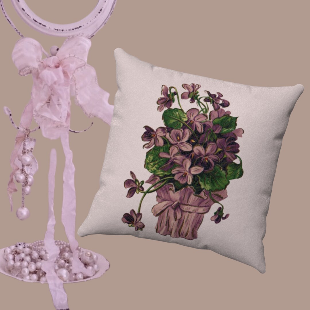 Throw Pillow With Violets Flower Throw Pillow Lilac Throw Etsy UK