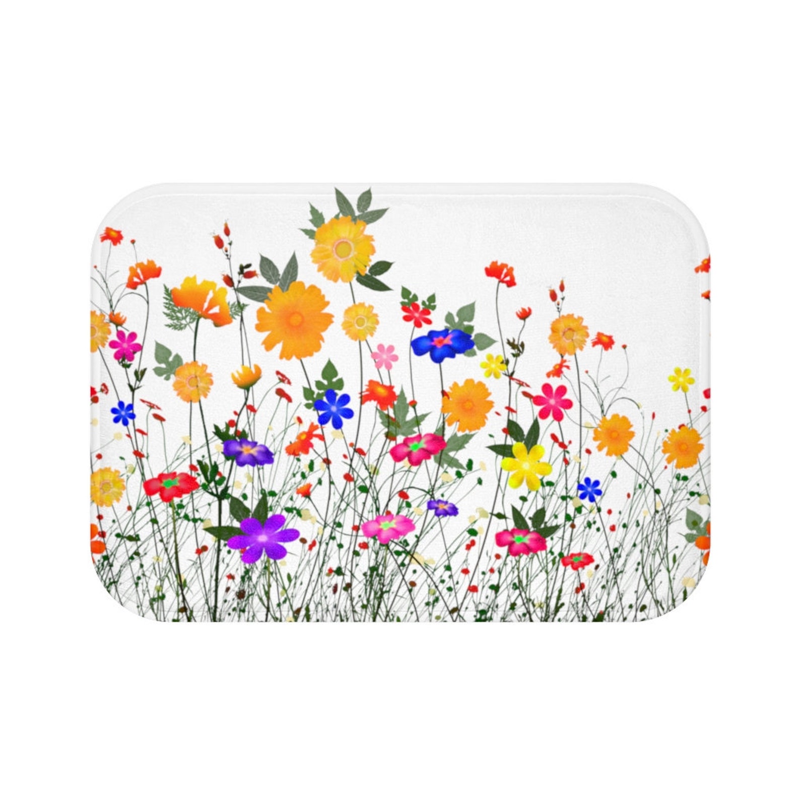 Bath Mat floral Bath Mat white Bath mat with small bright Etsy