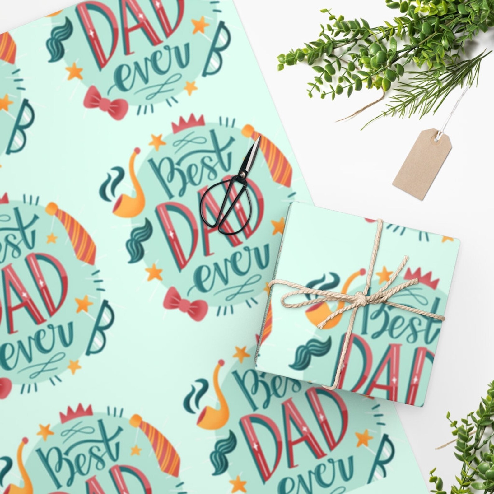 Wrapping Paper Father's Day Wrapping Paper Best Dad Ever Etsy