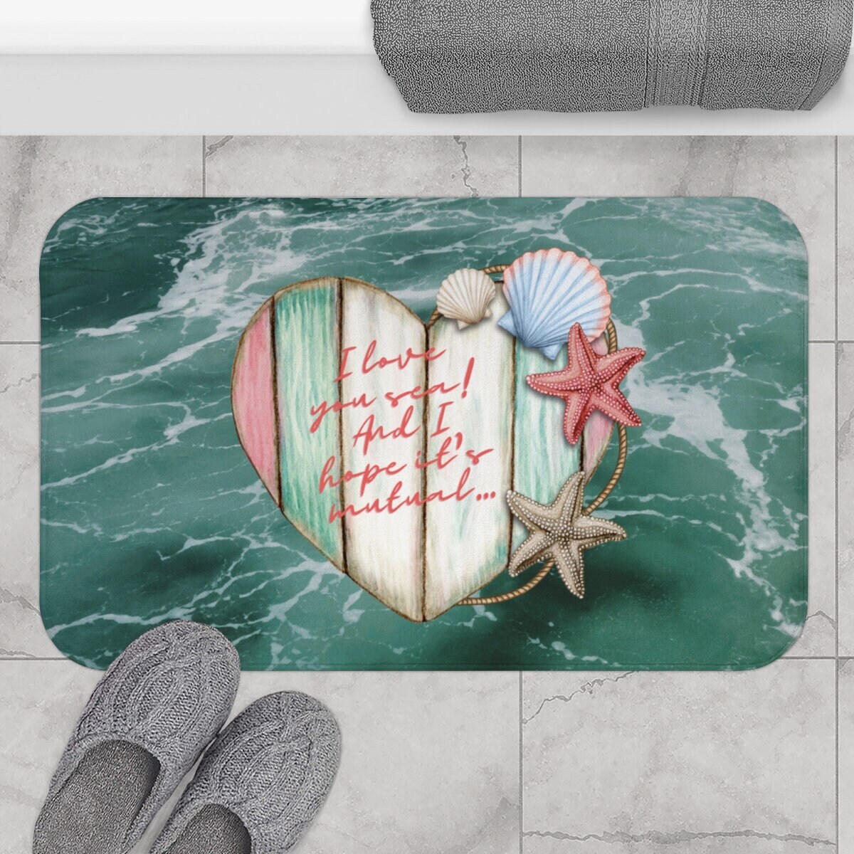 Beach Shell Starfish Bath Mat Bathroom Rug 3 Pieces3 【オンラインショップ】
